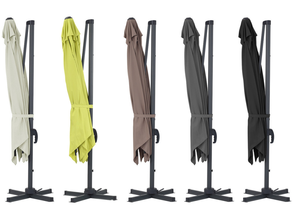Cantilever Umbrella with Aluminium Mast Pole "Sun 3" - Square -  3 x 3 m  (9'10" x 9'10") - Green