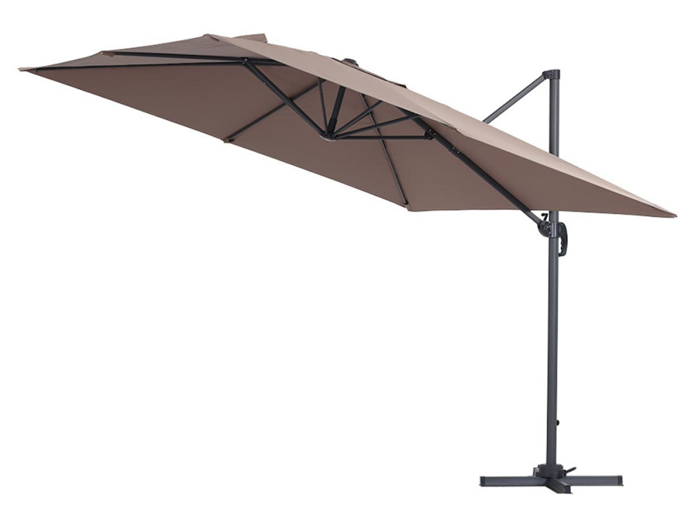 Cantilever Umbrella with Aluminum Frame "Sun 3" - Square -  3 x 3 m  (9'10" x 9'10")  - Moleskin Color