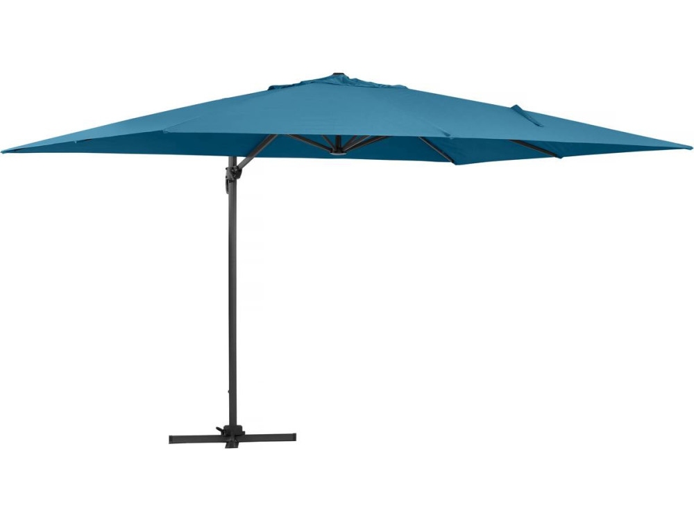 Sun 4 Aluminum offset garden parasol - Rectangle - 3 x 4 m - Blue - Ballasted slabs included