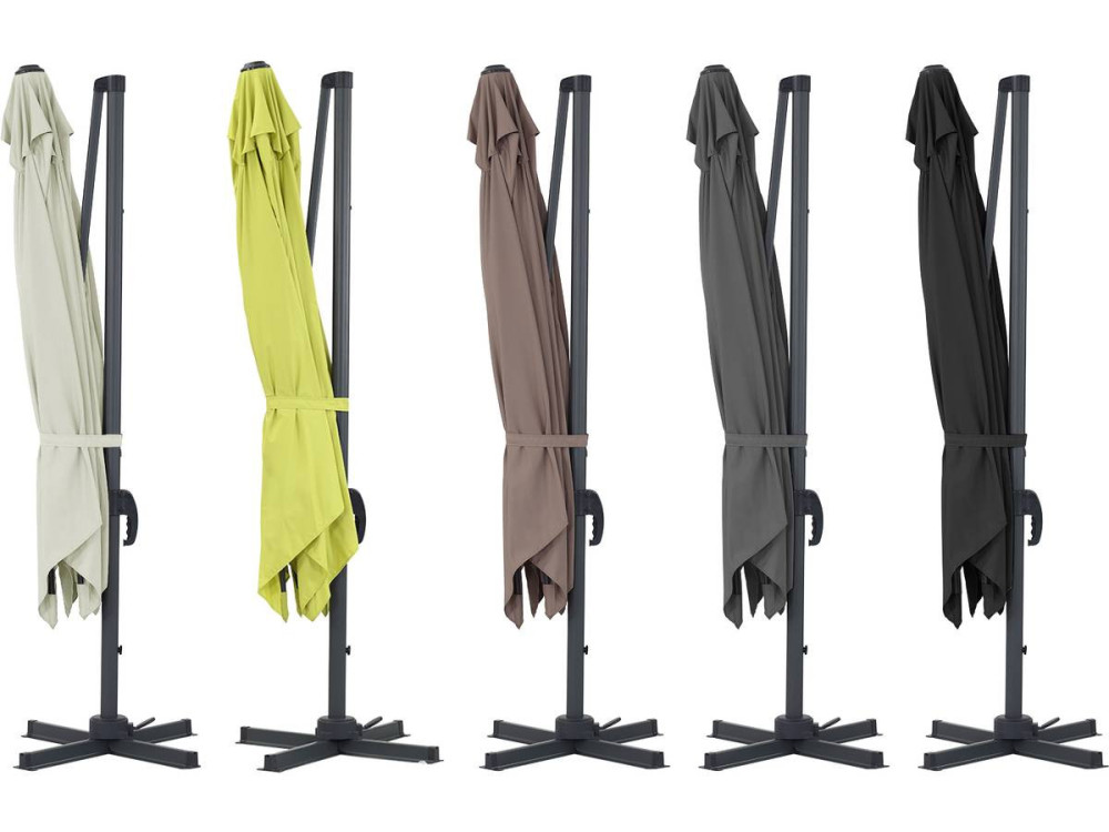 Garden Hanging umbrella Alu "Sun 3" - Square - 3 x 3 m - grey - Slabs included