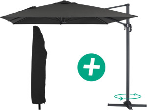 Outdoor garden umbrella "Sun 4" - Rectangle - 3 x 4 m - Black + Protective cover