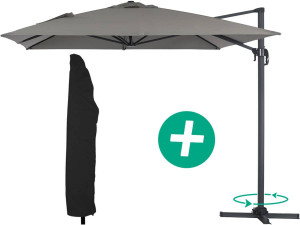 Outdoor garden umbrella "Sun 4" - Rectangle - 3 x 4 m - Grey + Protective cover