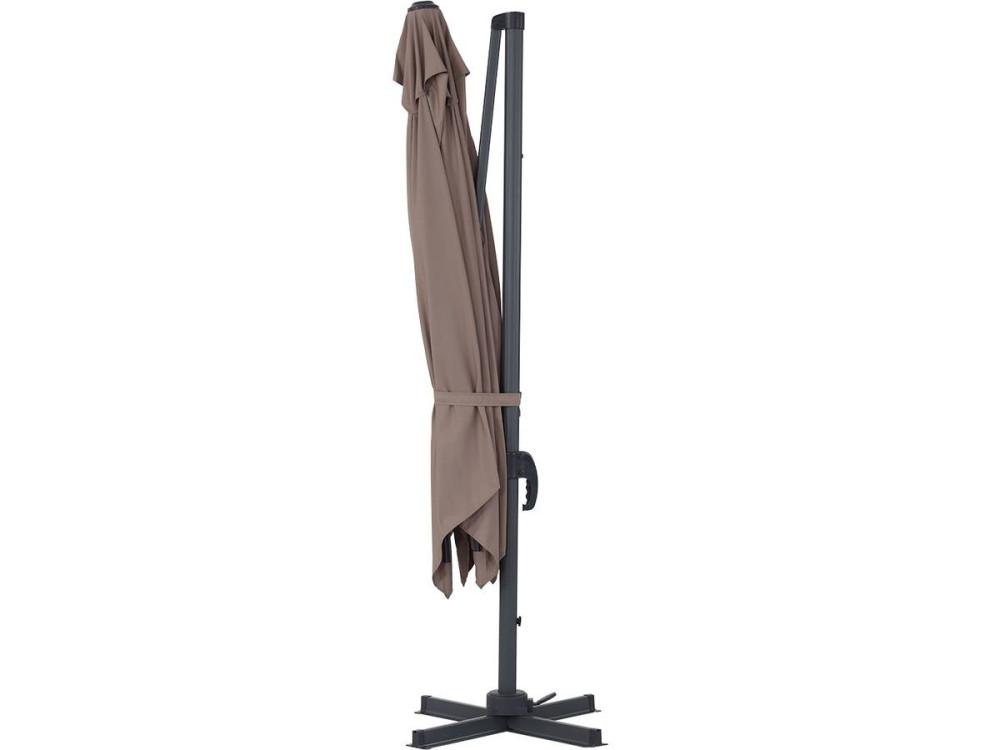 Deported outdoor Alu garden umbrella "Sun 3" - Square - 3 x 3 m - Taupe + protective cover