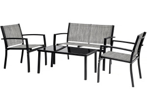 Lino low garden furniture - 4 places - Grey