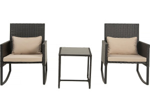 Garden resin wicker rocking garden furniture - Black
