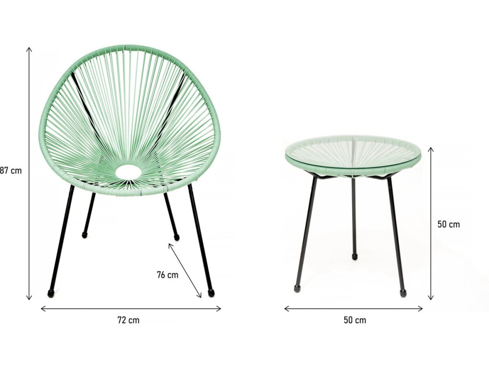 Liana" acapulco garden set - 2 seater - Light green