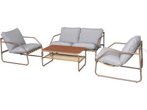 Sora" metal garden furniture with cushions - 4 seats - Terracotta