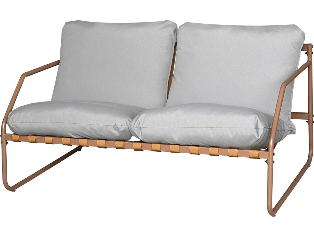 Sora" metal garden furniture with cushions - 4 seats - Terracotta