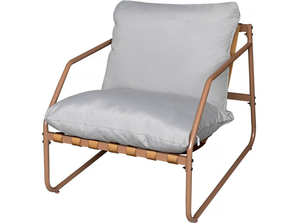 Sora" metal garden furniture with cushions - 4 seats - Terracotta