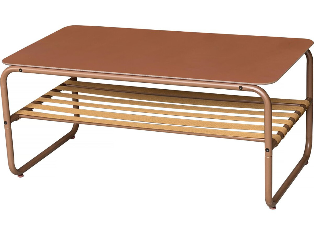 Sora" metal garden furniture with cushions - 4 seats - Terracotta