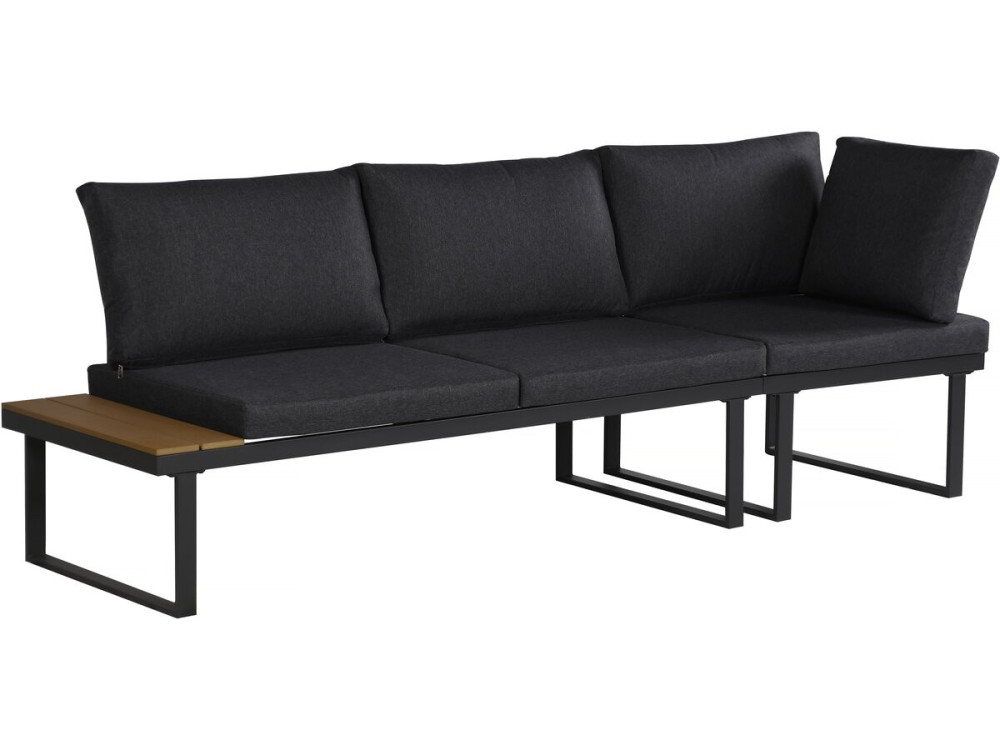 Fiora" corner sofa garden furniture, imitation wood decor - 5 seater - Grey