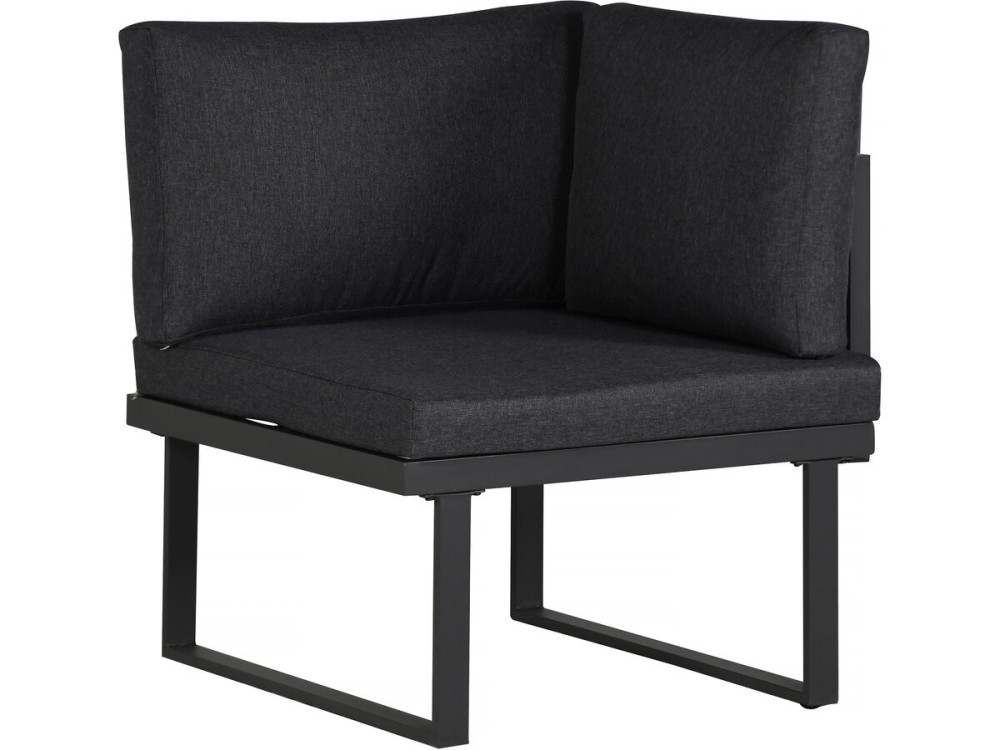 Fiora" corner sofa garden furniture, imitation wood decor - 5 seater - Grey