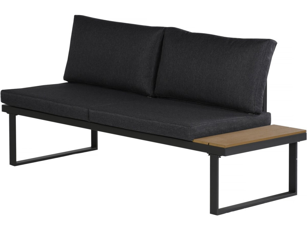 Fiora" corner sofa garden furniture, imitation wood decor - 5 seater - Grey
