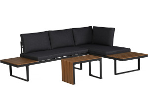 Garden furniture set "Sylva" modular corner sofa, imitation wood decor - 4 seater - Grey