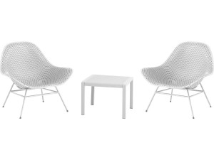 Set of 2 "Soléna" garden armchairs with coffee table - White