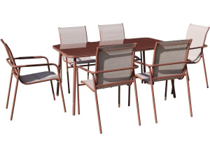 Malaga" metal garden dining set - 7 seats - Terracotta