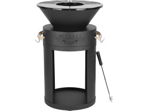 Cesar" charcoal and wood barbecue plancha brazier - 49 x 49 x 92 cm - Black
