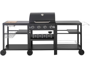 Outdoor kitchen gas barbecue - 12 kw - 4 burners - Black
