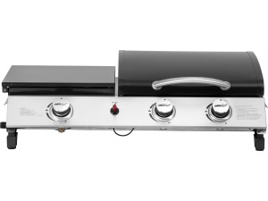 Rasio" gas griddle with lid - 7.5 KW - 3 burners - Black