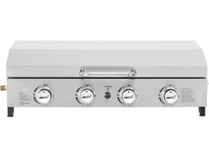 Fasto" stainless steel gas griddle with 4 burners and lid - 10 kw - Grey