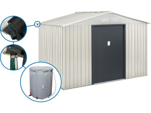 Nebraska" metal garden shed - 5,29m² with gutter and water collector