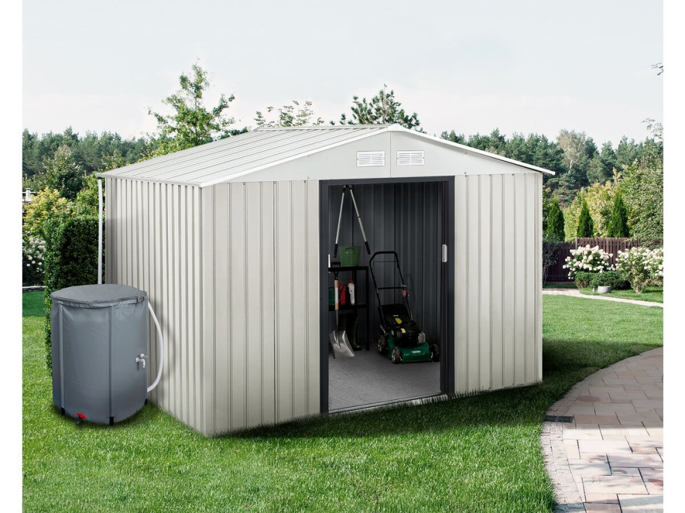Nebraska" metal garden shed - 5,29m² with gutter and water collector