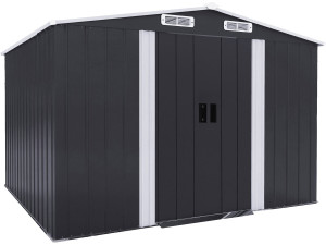 Boston" metal garden shed with sliding door - 6.54 m² - Grey
