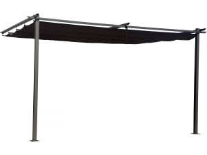 Metal lean-to pergola with retractable roof - 3 x 4 m - Anthracite grey