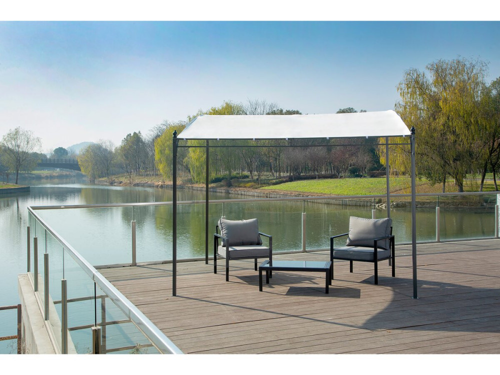 Sloping metal pergola - 3 x 2.5 m - Beige