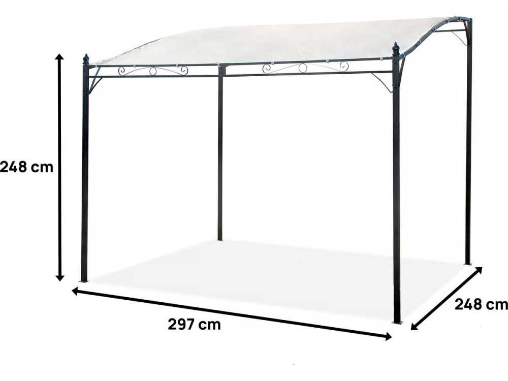 Sloping metal pergola - 3 x 2.5 m - Beige