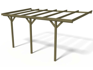 Wooden lean-to carport "Solar 2" - 300 x 454 x 245 cm