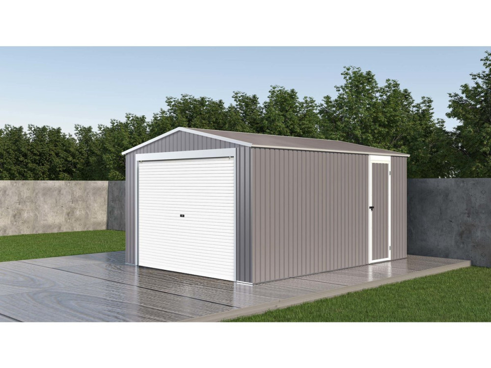 14' 5'' x 11' 2'' Metal Garage Shed - "Nevada"- with a rolling door -