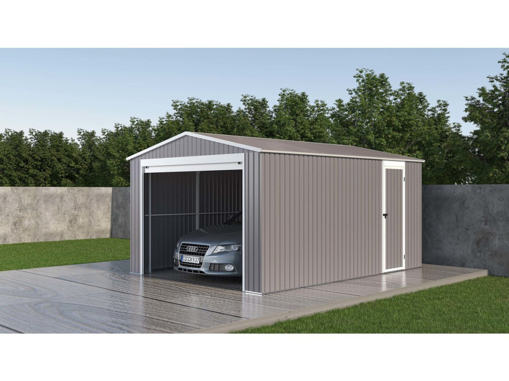 14' 5'' x 11' 2'' Metal Garage Shed - "Nevada"- with a rolling door -