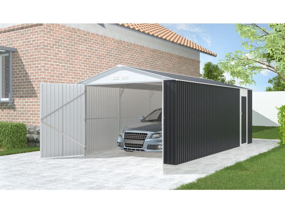 Houston metal garage - 18.56m² with gutter and water collector - Anthracite