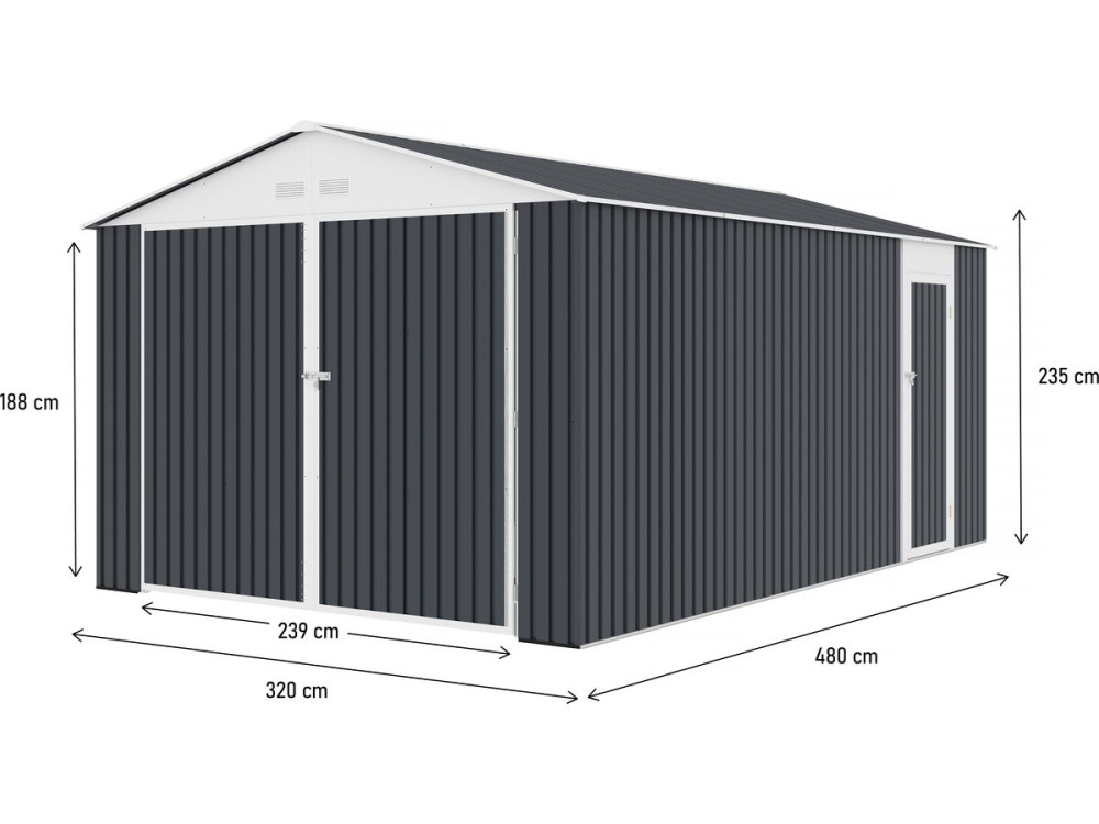 Houston metal garage 15.36 m² - Anthracite