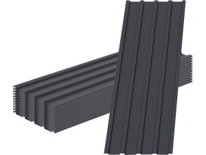 Set of 12 "Atlanta" galvanized steel cladding sheets - 129 x 42 cm - Grey