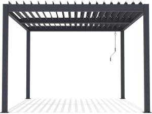 Bioclimatic pergola with LED "Windsor" in aluminum 3 x 4 - Gray