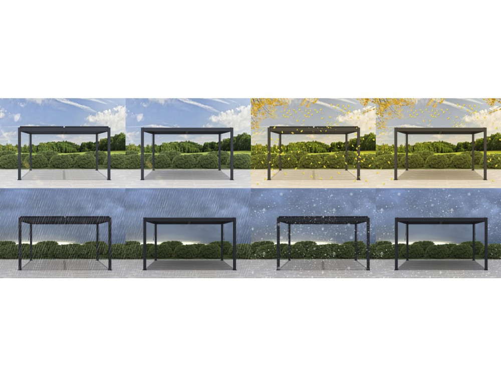 Bioclimatic pergola with LED "Windsor" in aluminum 3 x 4 - Gray