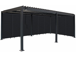 Bioclimatic pergola with 9 "Kensington" aluminum louvers - 3 x 6 m - Gray
