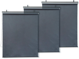 Set of 3 retractable metal blinds - 124.5 x 225 cm - Anthracite grey