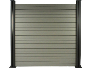 Set of 6 composite fencing slats - L160 cm x W25.8 cm x D2 cm - Grey