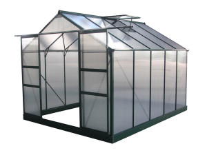 Polycarbonate Greenhouse "Dahlia" Pine green 7.67 m²