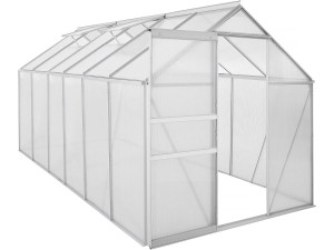 Polycarbonate garden greenhouse 370 x 190 x 195 cm "Basilic" - 7.03 m² - Grey