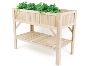 Magnolia" square wooden vegetable garden - 115 x 57 x 90 cm - Beige