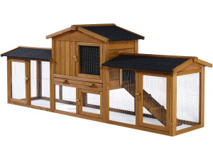 Galina" rabbit hutch with 1 wooden floor - 224 x 53 x 84 cm - Brown