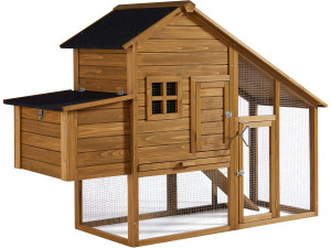 Princesse" henhouse with wooden nesting box - 4 hens - Brown