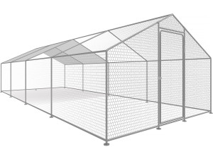 Hen pen 24 m² wire mesh 8 x 3 x 2 M galvanized steel