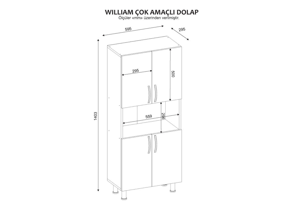 William" wooden bathroom cabinet - 59 x 29 x 140 cm - White