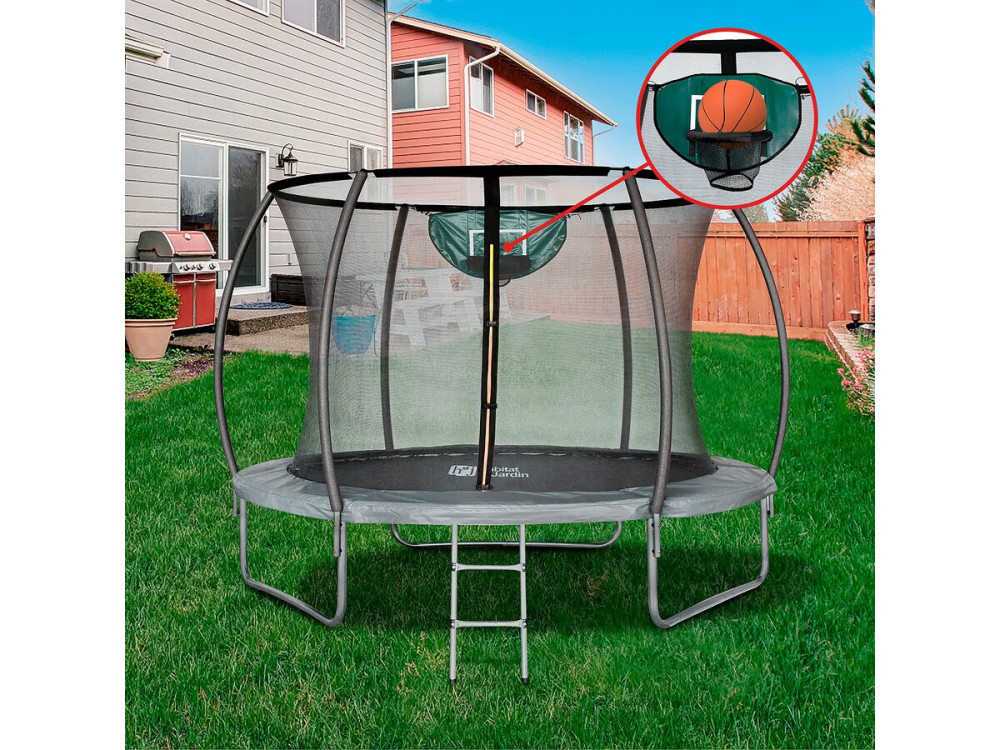 Trampoline with "jumper" inner net - Ø 3.05 - Grey
