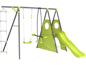 Dany" metal play structure with slide - 5 apparatus - Green